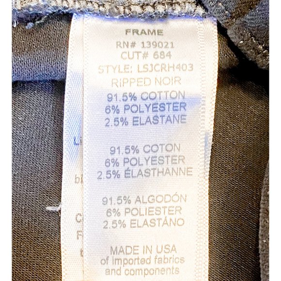 FRAME Black Distressed Ripped Zip Multipocket Skinny Jeans, Sz. 28 - Picture 13 of 14